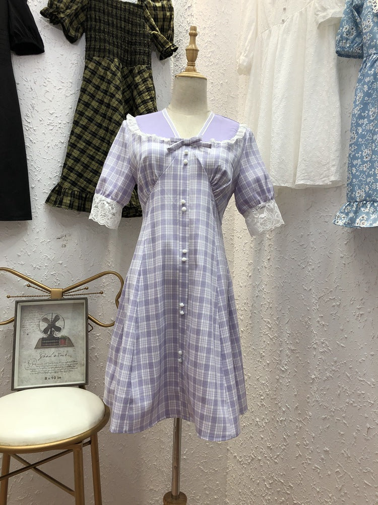 French plaid dress women - GM Traders