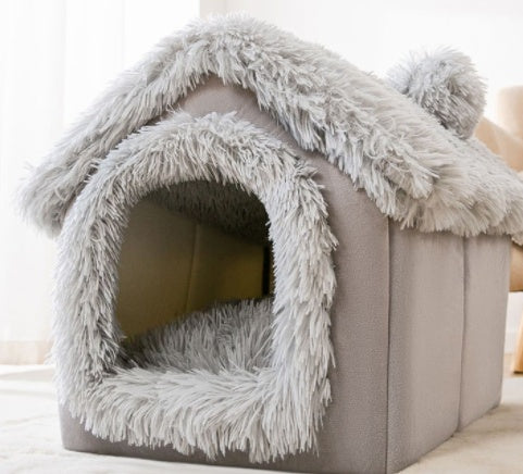 Foldable Dog & Cat House – Winter Warm Pet Kennel ❄️