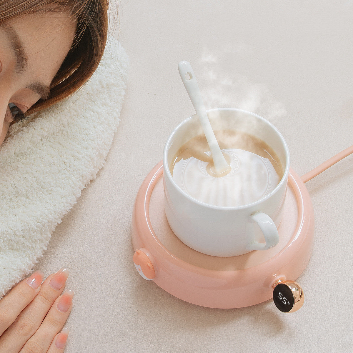 Smart Gas Stove-Style Heating Coaster – Three-Speed Temperature Adjustable Household Cup Warmer