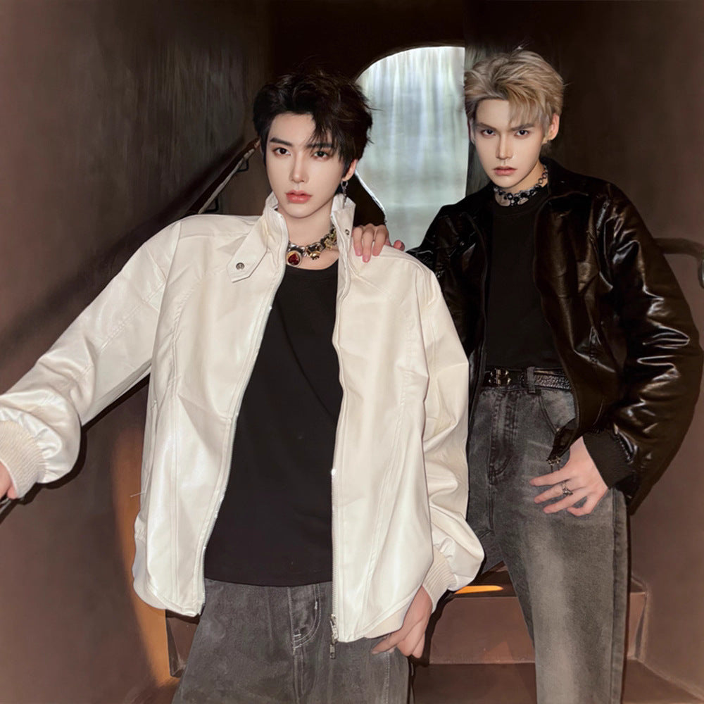 Men’s Stylish Casual Short Leather Jacket | Slim Fit Synthetic Leather Autumn Coat |Winter