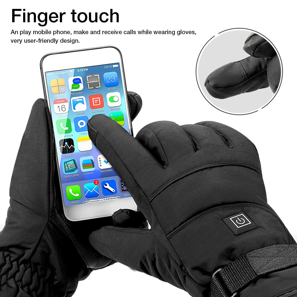 Winter Electric Heated Gloves – Motorcycle Touch Screen Thermal Riding Gloves for Men & Women