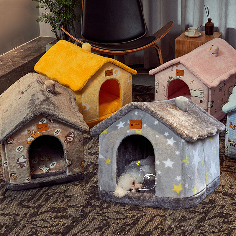 Foldable Dog & Cat House – Winter Warm Pet Kennel ❄️