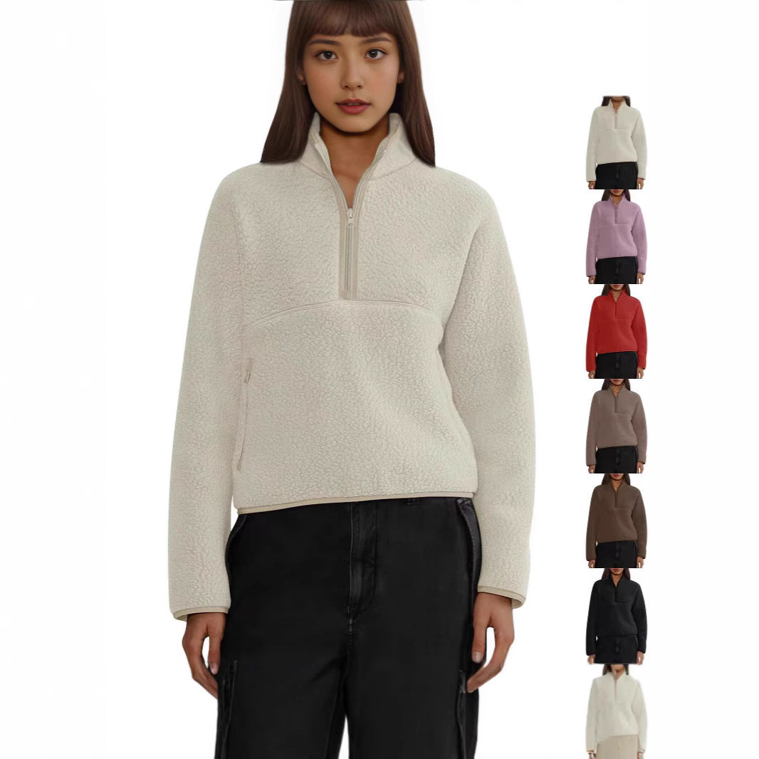 Casual Women's Top Half-zip Loose Sweatshirt | Winter