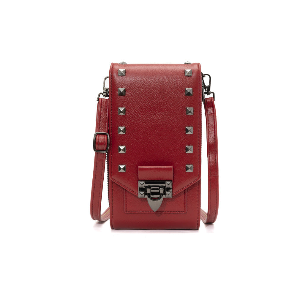 Rivet Design Shoulder Bags Mobile Phone Handbag Solid Color Crossbody Bags Women - GM Traders