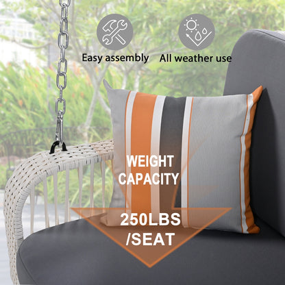 GO PE Wicker Porch Swing, 2-Seater Hanging Bench With Chains, Patio Furniture Swing For - GM Traders