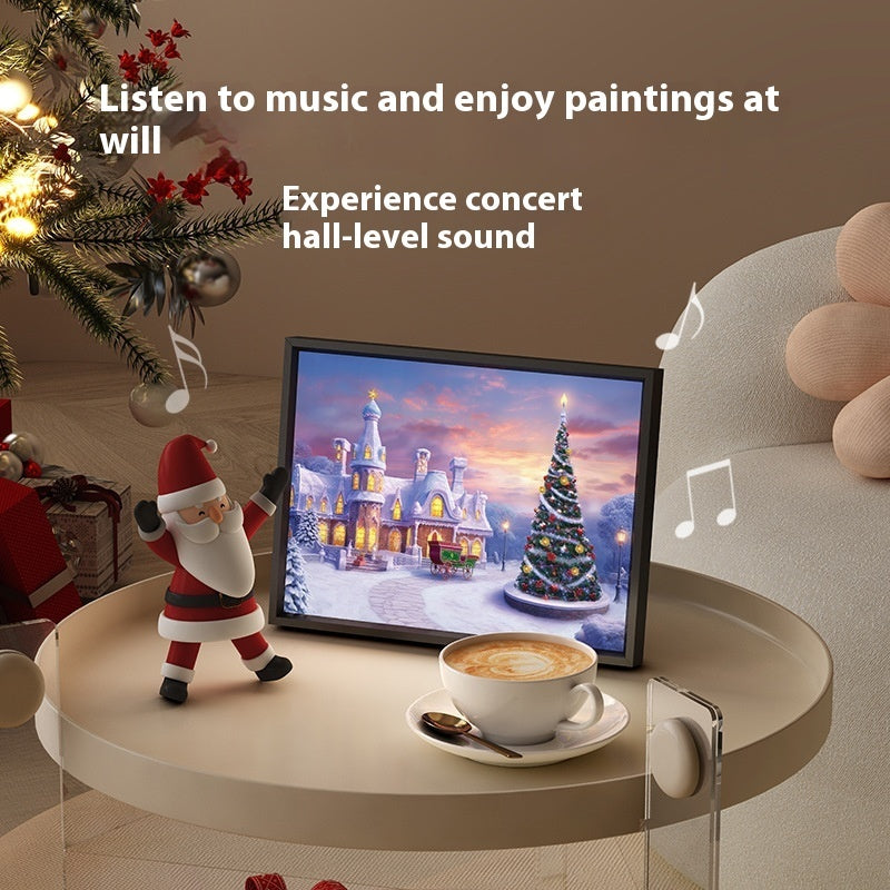 Christmas Mini Bluetooth Speaker Frame with LED Lights – Festive Painting Gift Décor