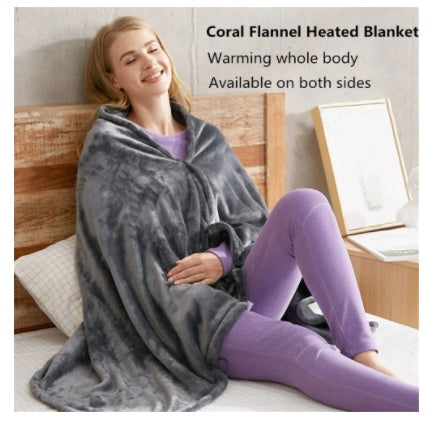 Winter Flannel USB Heated Blanket – Electric Heated Plush Shawl for Cold Protection & Body Warmth
