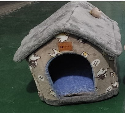 Foldable Dog & Cat House – Winter Warm Pet Kennel ❄️