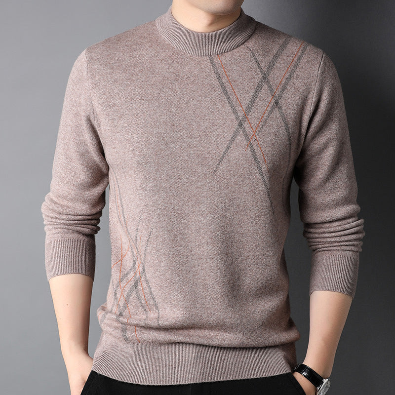 Men’s Slim Fit Striped Crew Neck Sweater | Extra Thick Winter Business Casual Pullover