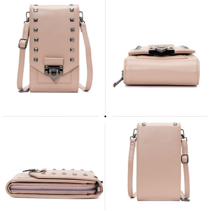 Rivet Design Shoulder Bags Mobile Phone Handbag Solid Color Crossbody Bags Women - GM Traders