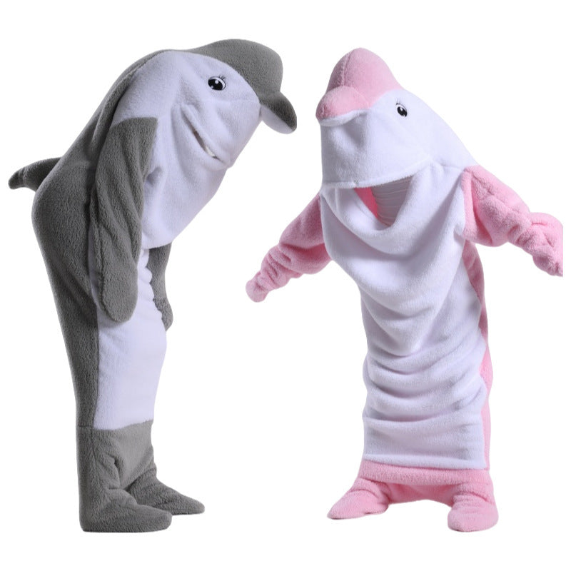 Dolphin & Shark Hooded Blanket Sleeping Bag – Soft Thickened Plush Pullover | Winter