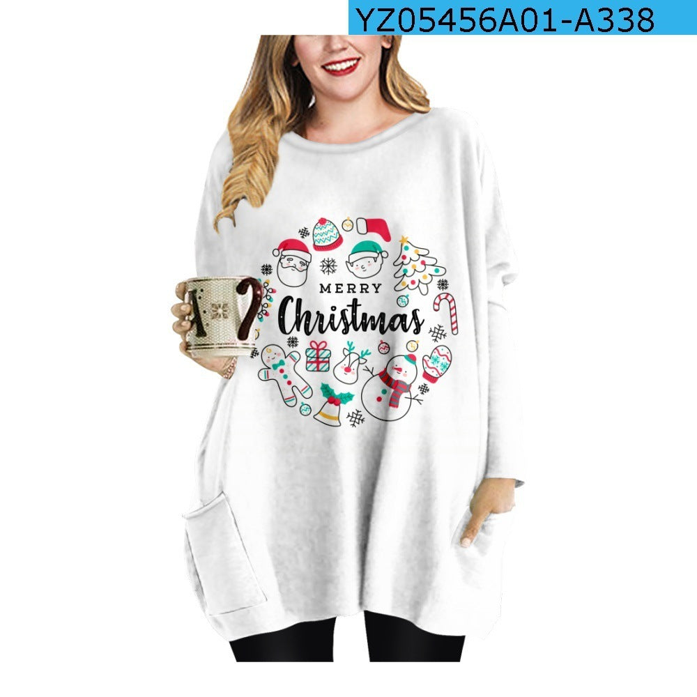 Long Christmas Snowflake Round Neck Dress