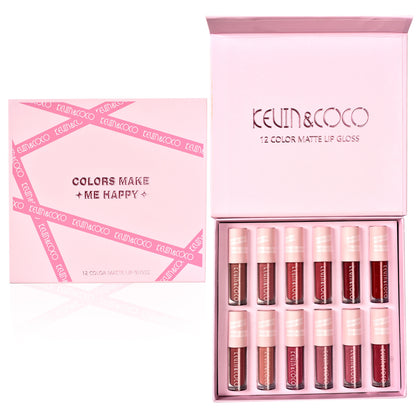 12 Color Lip Gloss Set Waterproof Long Lasting