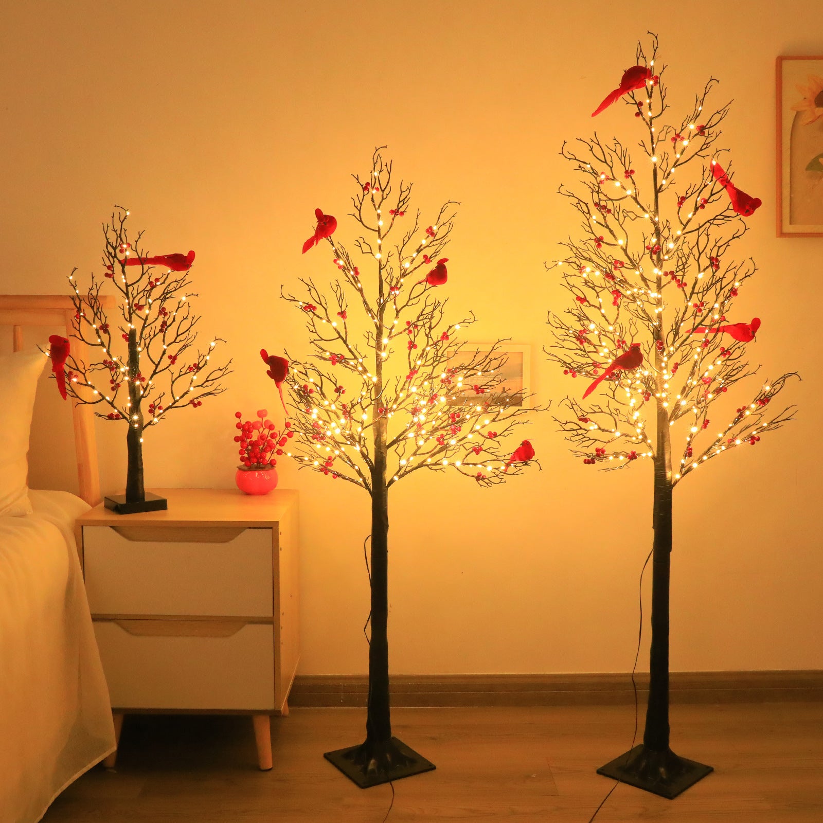 Luminous Red Bird Winding Tree Lamp – LED Decorative Holiday Atmosphere Light for Home & Bedroom