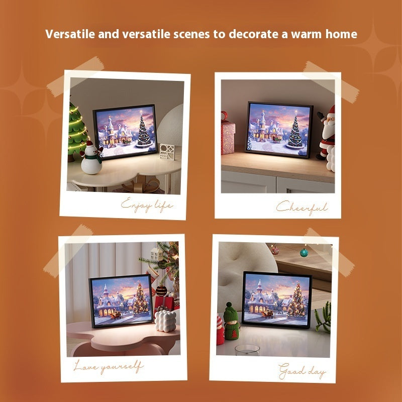 Christmas Mini Bluetooth Speaker Frame with LED Lights – Festive Painting Gift Décor