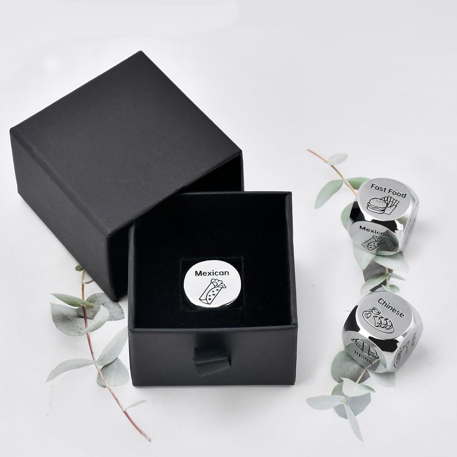 Funny Decision Dice for Couples - Date Night Games Toy - Stainless Steel Food & Movie Chooser Gift, Valentine Gift , Anniversary Gift