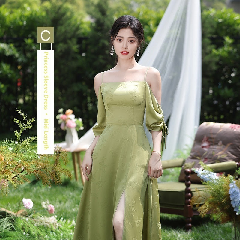 Elegant Green High-Waist Party Dress – Medium & Long Length (S–XXXL)