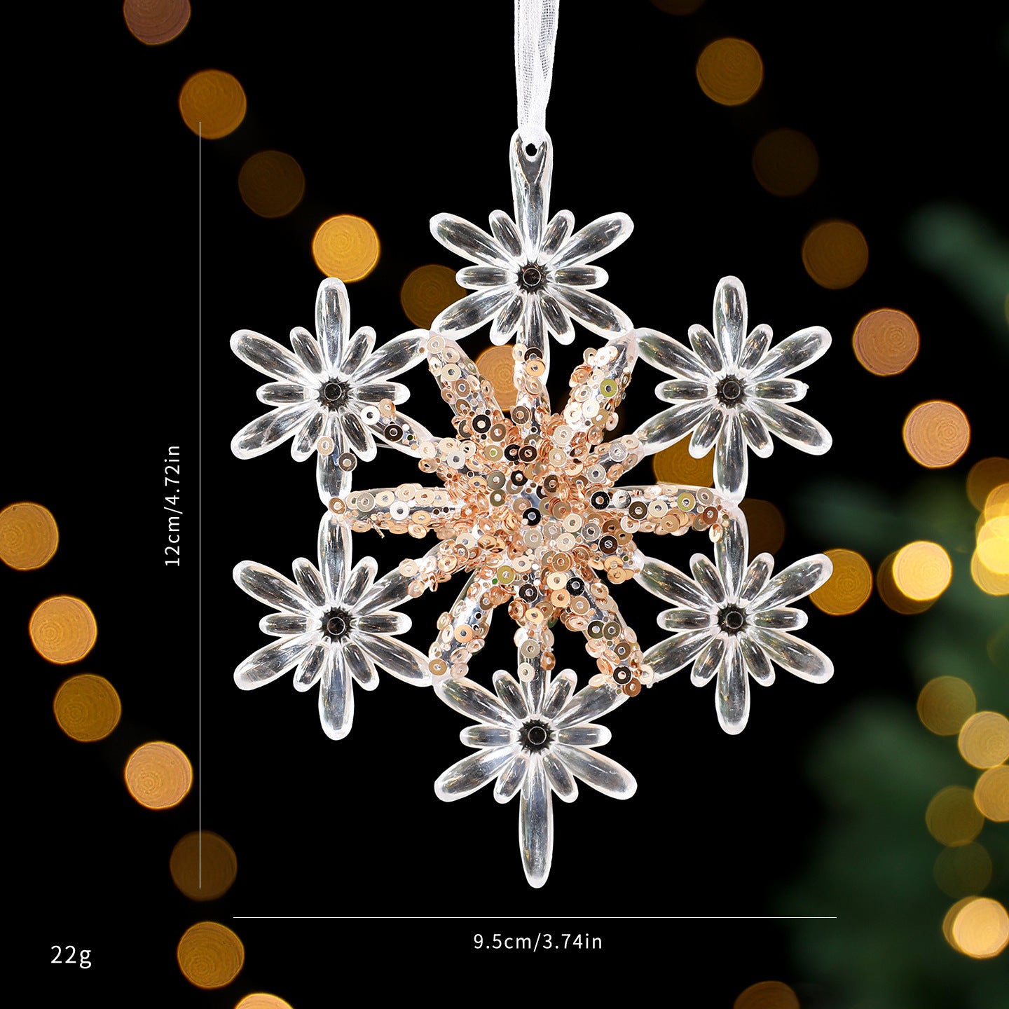 Sequined Acrylic Christmas Pendants – Transparent Holiday Ornaments for Tree, Home & Party Décor
