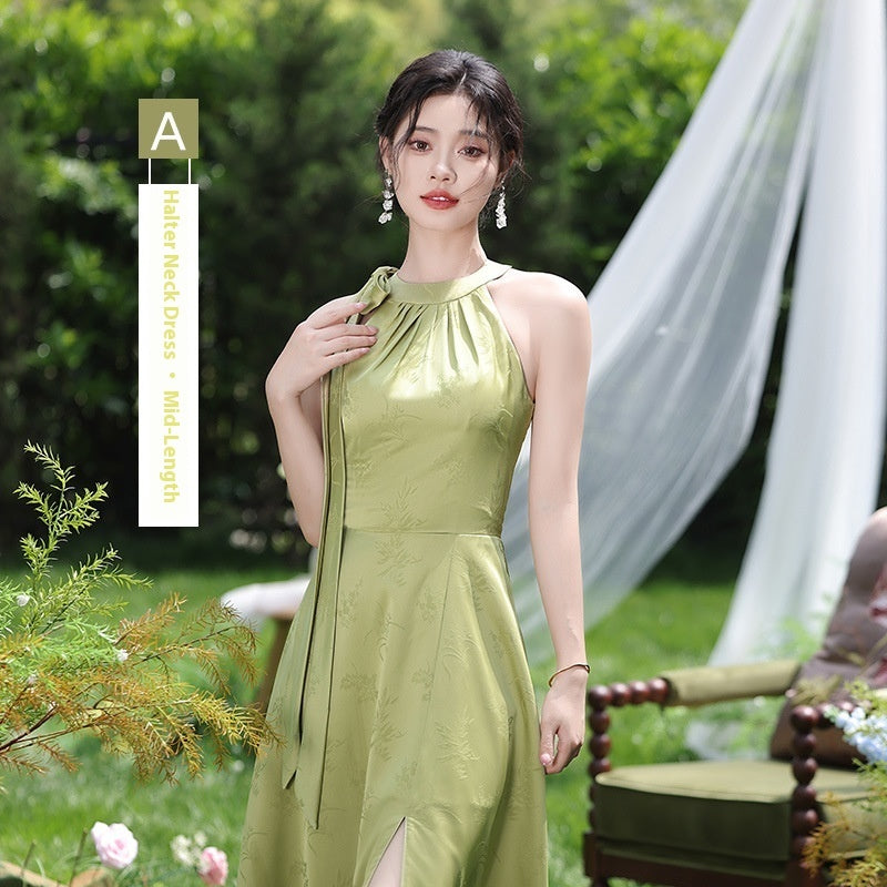 Elegant Green High-Waist Party Dress – Medium & Long Length (S–XXXL)