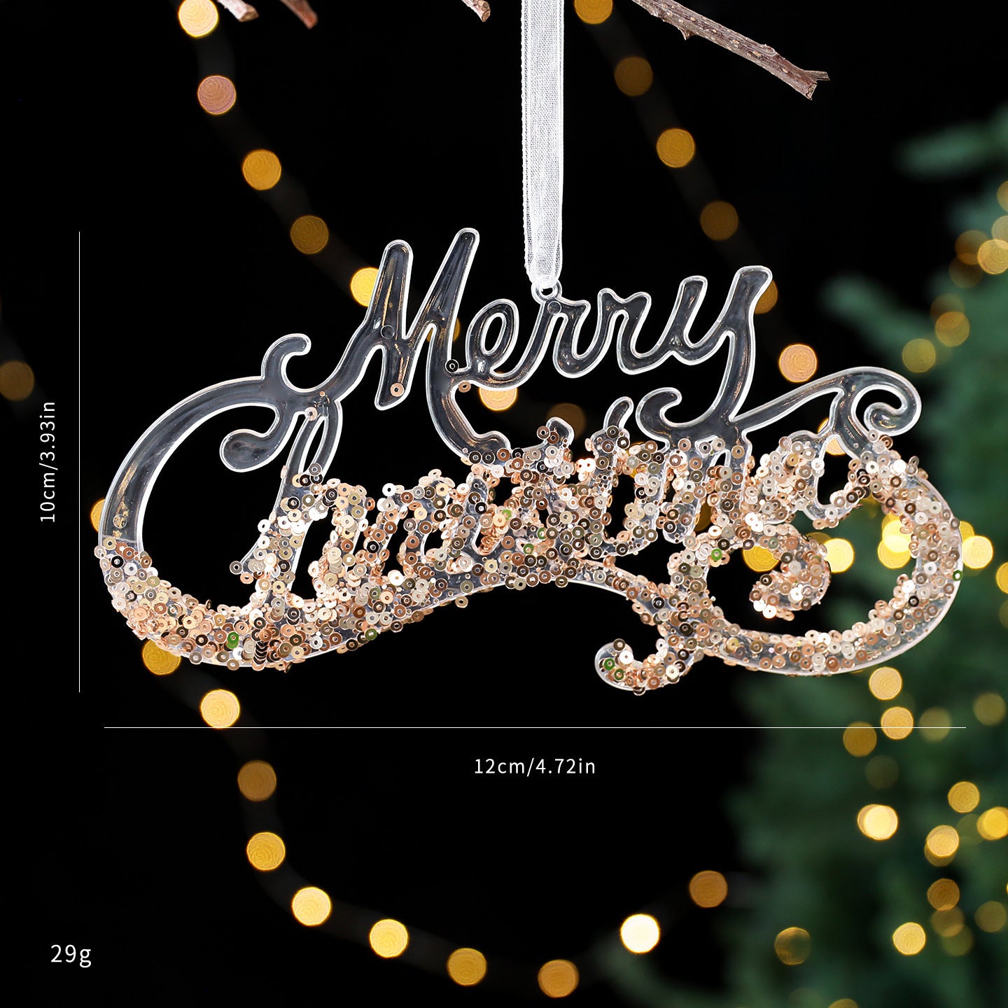 Sequined Acrylic Christmas Pendants – Transparent Holiday Ornaments for Tree, Home & Party Décor