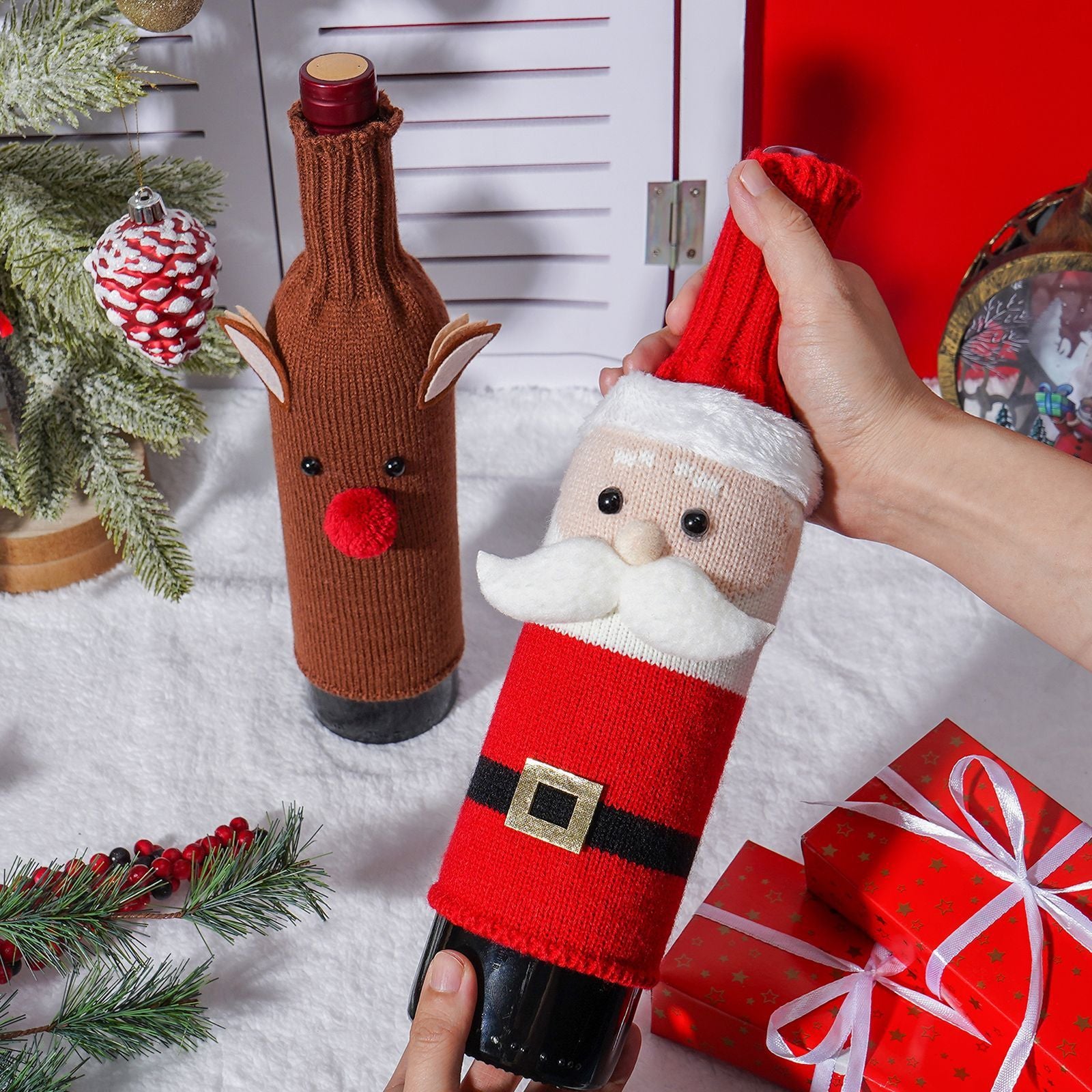 Christmas Bottle Cover – Home Fashion Simple Holiday Decoration for Wine & Bottles