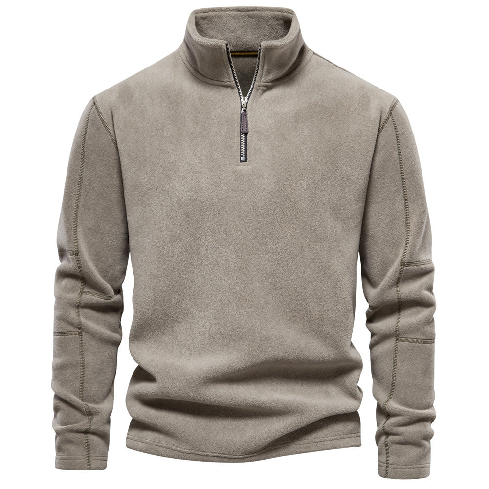 Fashion Personality Stand-Collar Zippered Fleece Sweatshirt – Winter Warm Casual Pullover for Men | Dubai UK USA