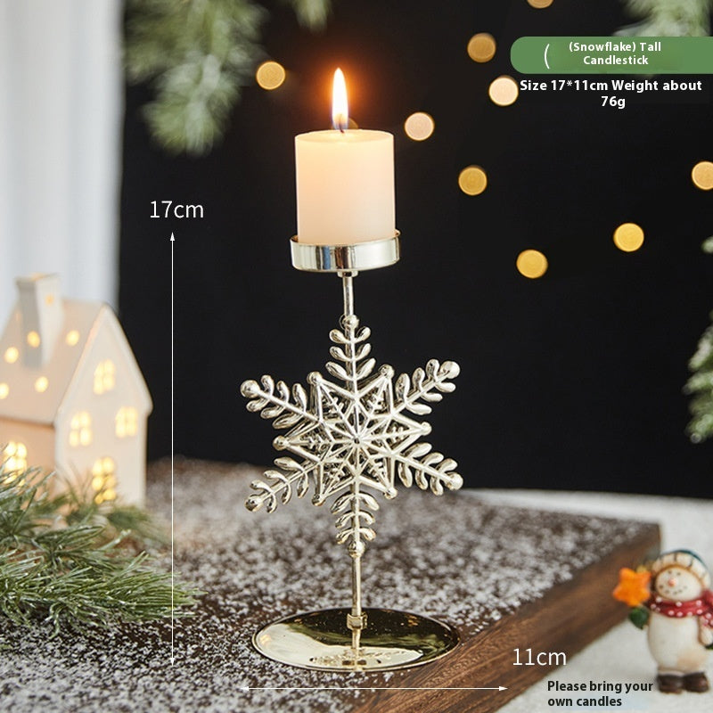 Romantic Christmas Wrought Iron Candlestick – Elegant Candle Tray Decoration for Holiday Home & Table Décor