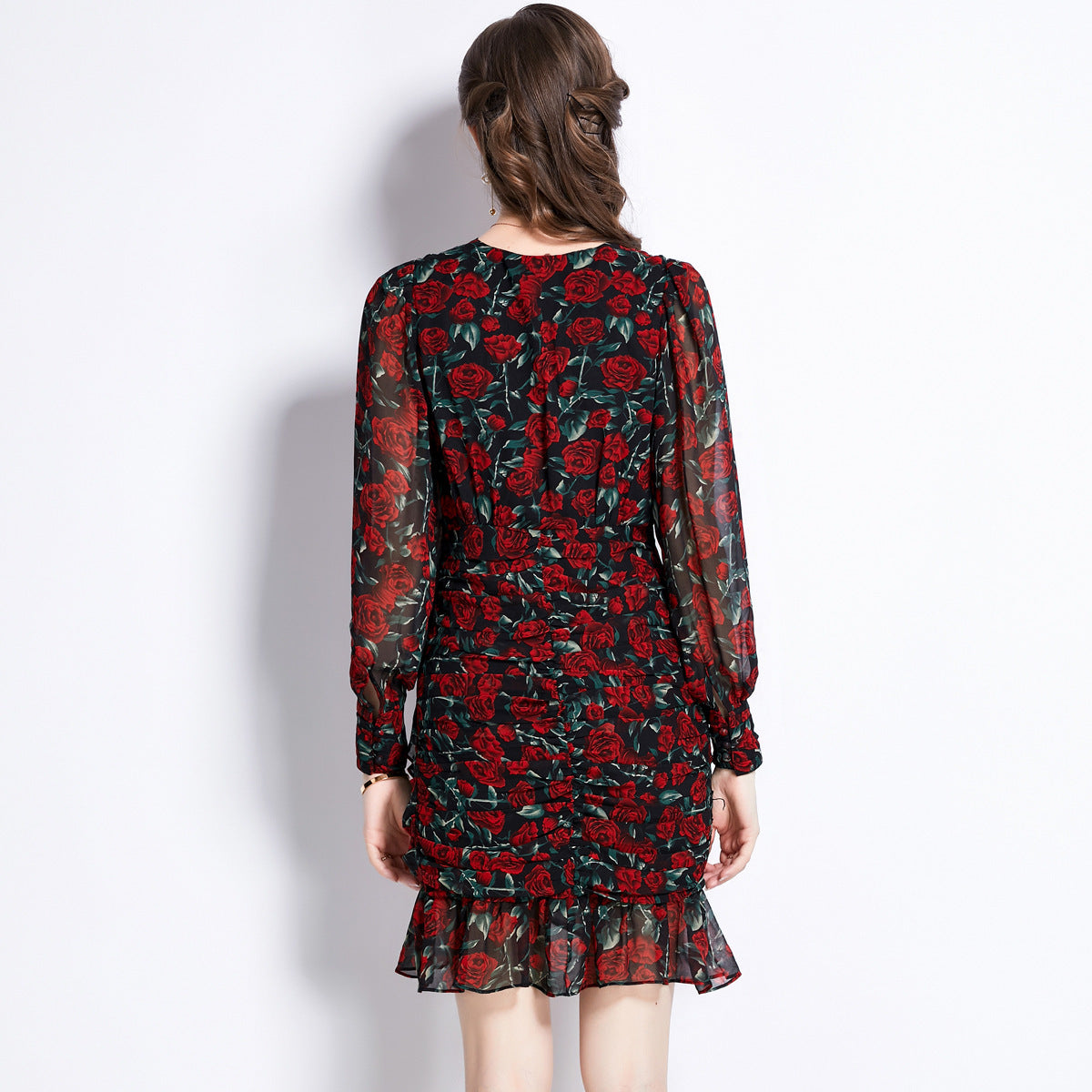 Printed Chiffon Fishtail Dress Women - GM Traders