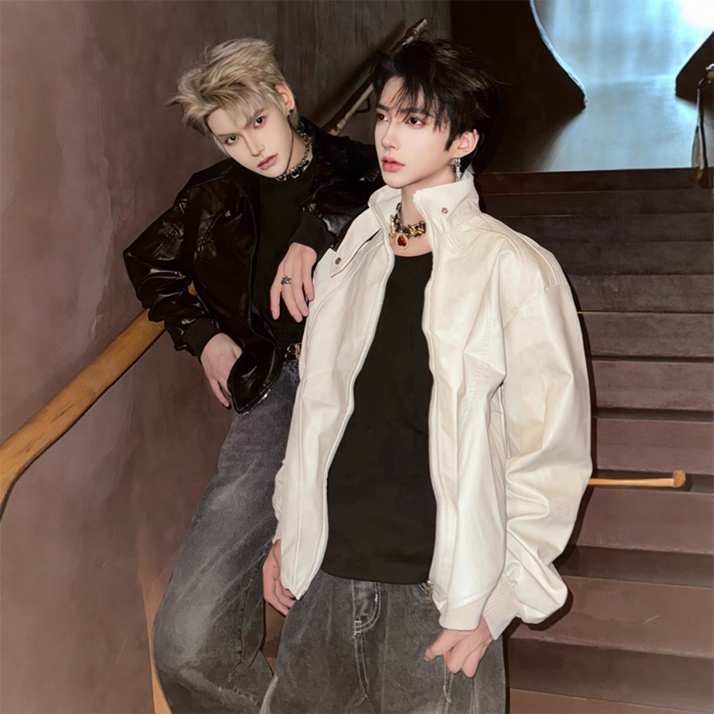 Men’s Stylish Casual Short Leather Jacket | Slim Fit Synthetic Leather Autumn Coat |Winter