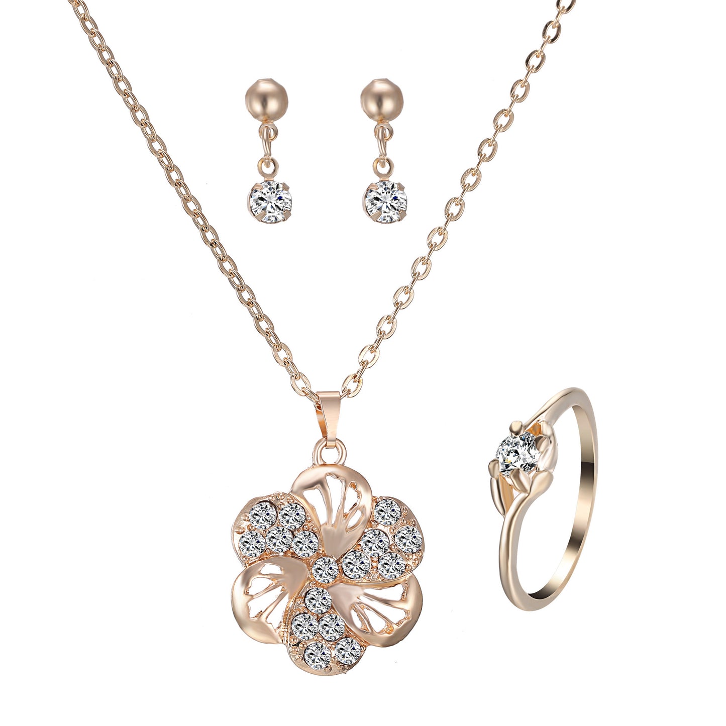Heart Pendant Jewelry Set Rhinestone Jewellery - GM Traders