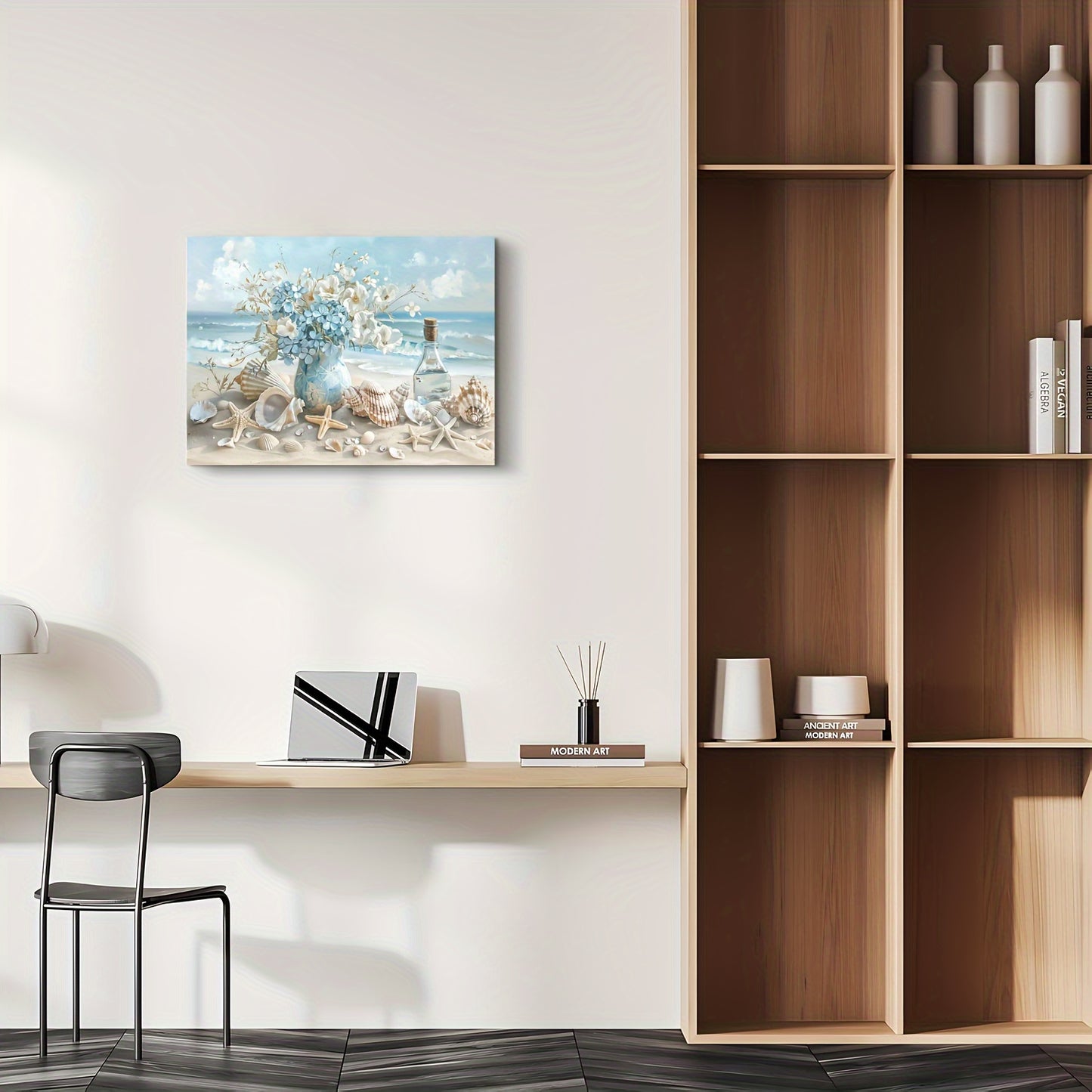 Blue Vase Floral Canvas – Framed Wooden Wall Art for Home & Office Decor