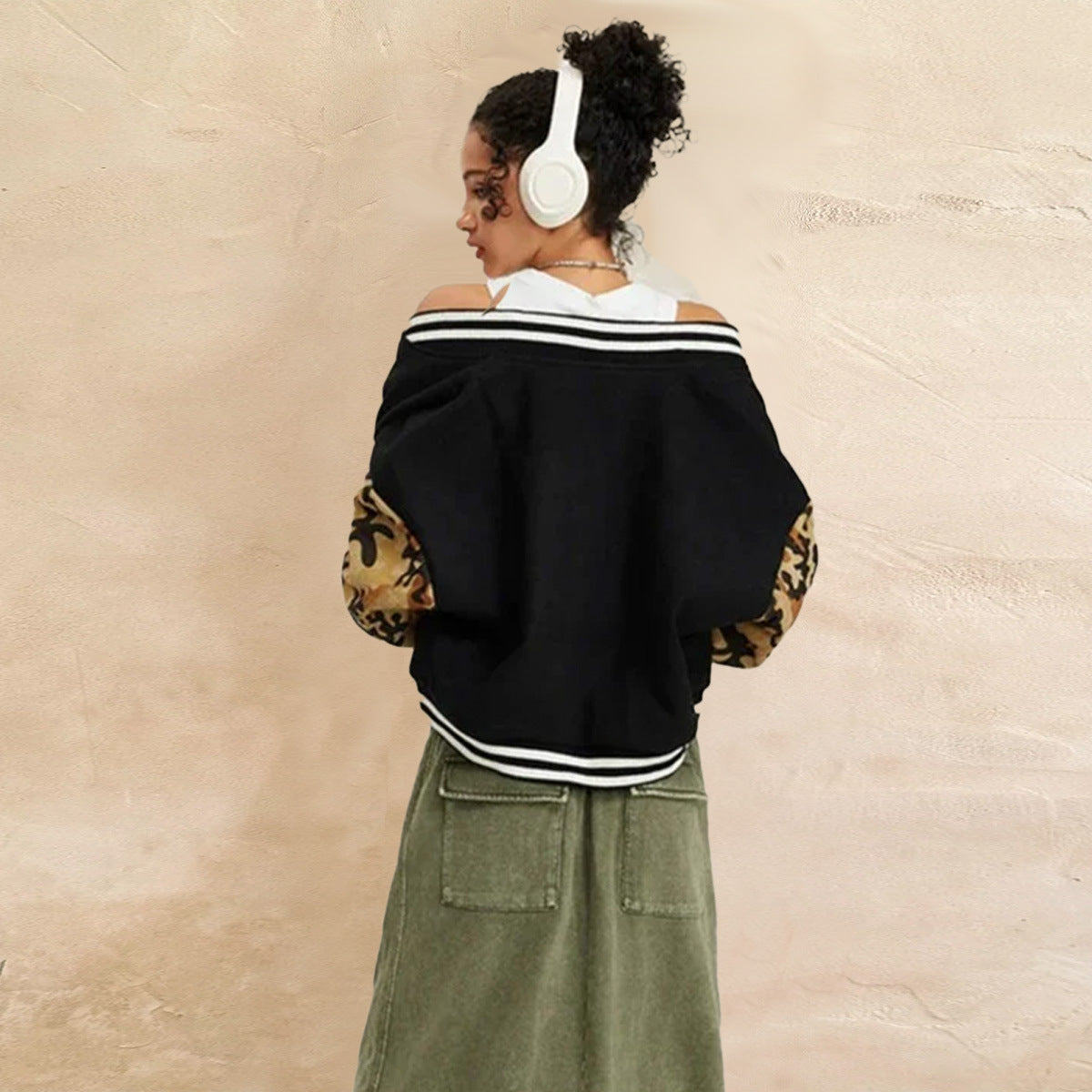 Outdoor Patchwork Color-Blocked Camouflage Sweatshirt Jacket for Women | Winter