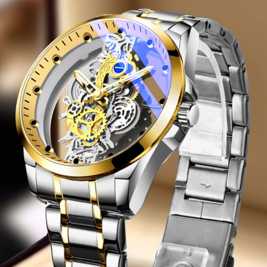 Men Watch Skeleton Automatic Quartz Watch Gold Skeleton Vintage Man Watch Mens Watches Top Brand Luxury - GM Traders