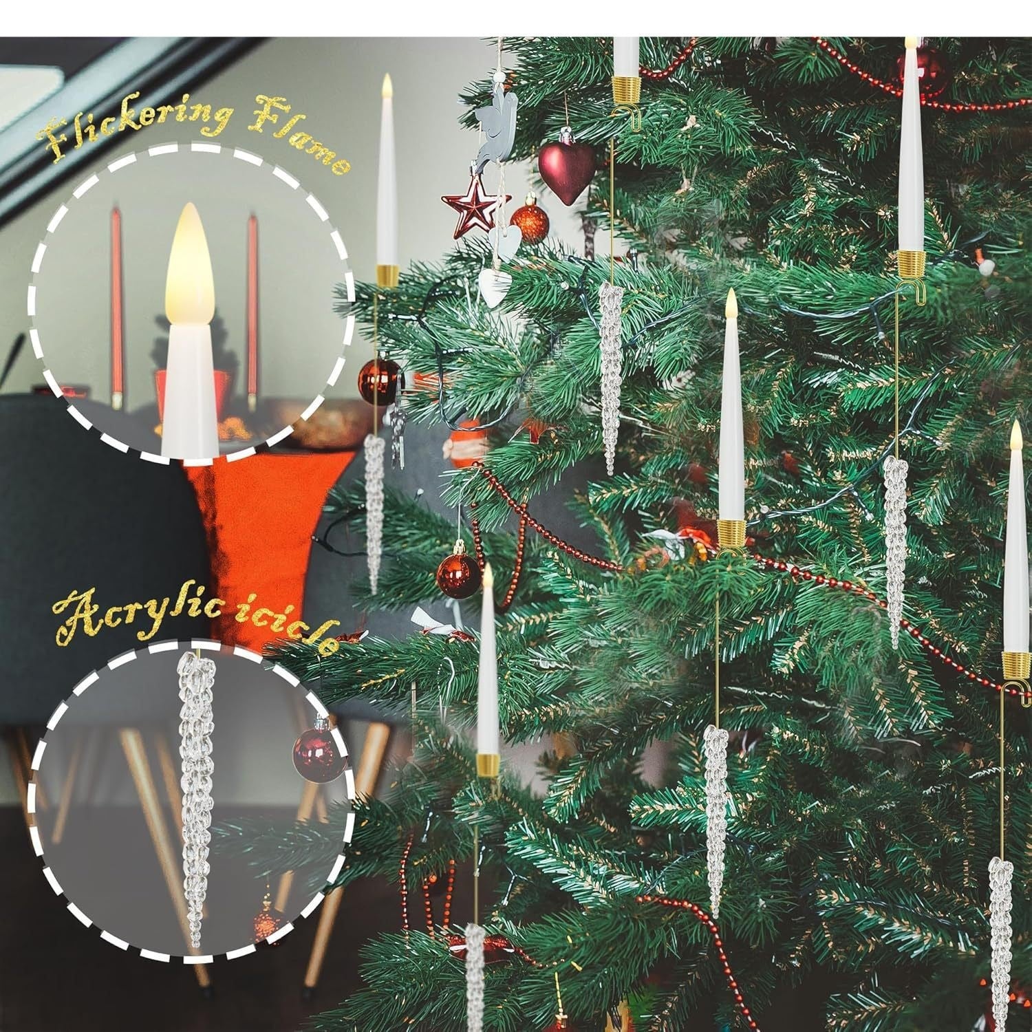 Christmas Candle LED Tree Ornaments – Indoor Holiday Pendant Decorations for Festive Atmosphere