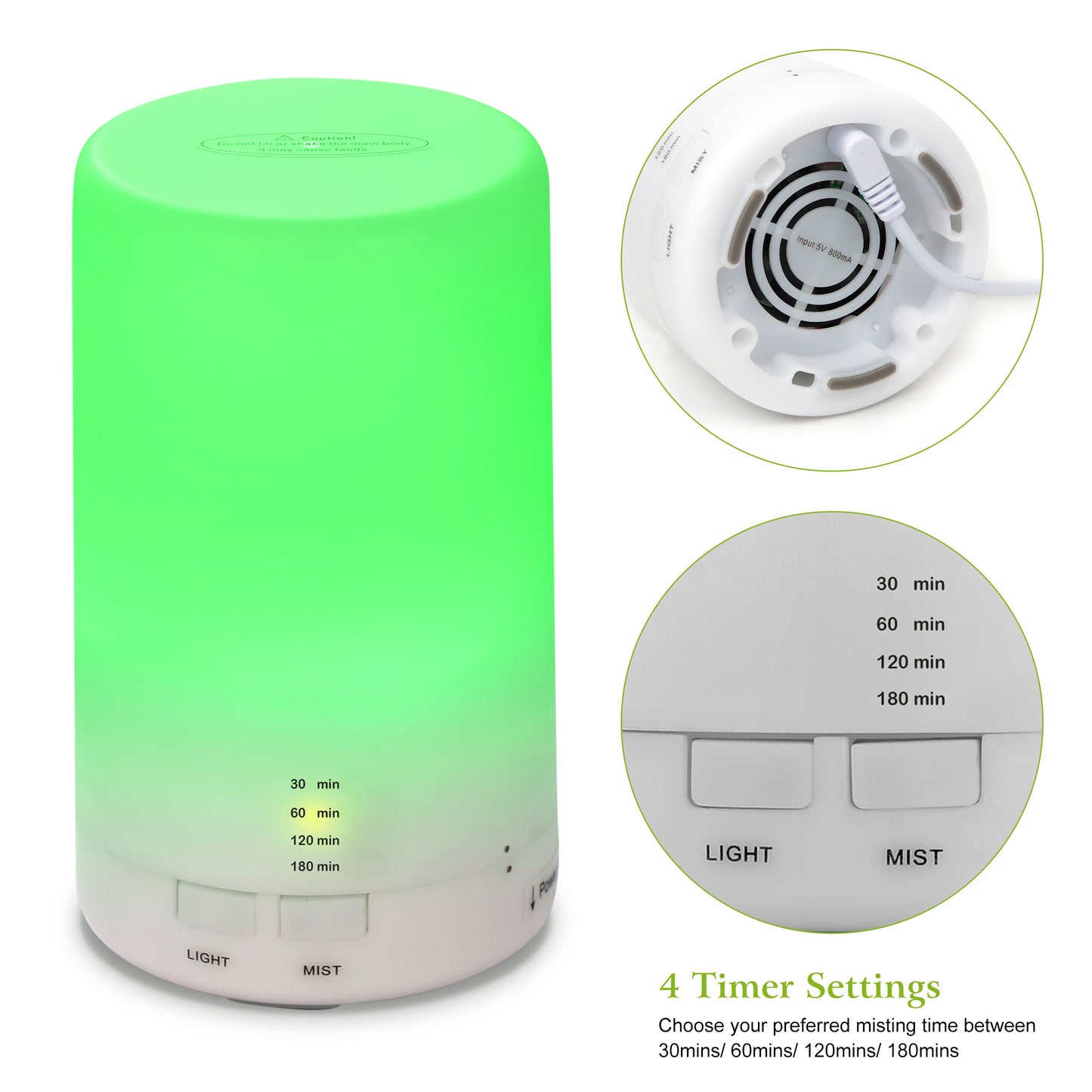 1Pc Mini Cool Mist Humidifier Ultrasonic Aroma Essential Oil Diffuser With 7 Color LED Lights 4 Timer Settings For Office Home Room Vehicle Study Yoga Spa - GM Traders
