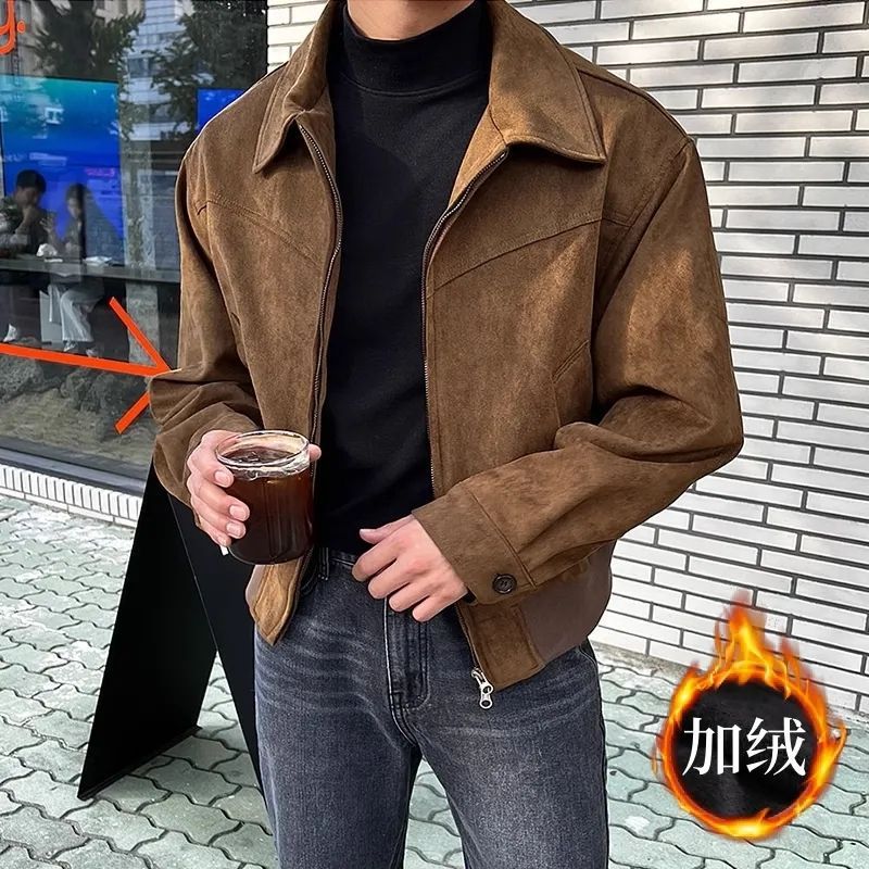Men’s Loose Lapel Short Jacket – Hong Kong Style Fashion Coat | Spring & Autumn Casual Outerwear