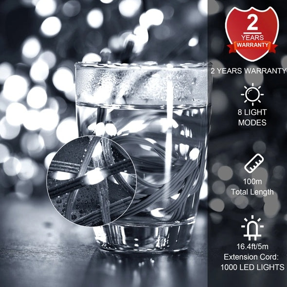 1000 LED 328Ft Christmas Rope Lights – Outdoor Waterproof String Lights with 8 Modes, Timer & Dimmable Function