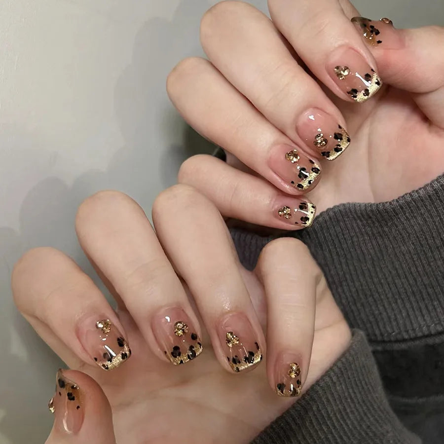 24Pcs Glitter Diamond Press On Nails Blush Pink Cat Eye Fake Nails Sweet Cute Coffin Full Cover Short Square False Nail Tips Art