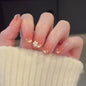 24Pcs Glitter Diamond Press On Nails Blush Pink Cat Eye Fake Nails Sweet Cute Coffin Full Cover Short Square False Nail Tips Art