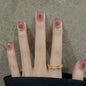 24Pcs Glitter Diamond Press On Nails Blush Pink Cat Eye Fake Nails Sweet Cute Coffin Full Cover Short Square False Nail Tips Art