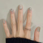 24Pcs Glitter Diamond Press On Nails Blush Pink Cat Eye Fake Nails Sweet Cute Coffin Full Cover Short Square False Nail Tips Art