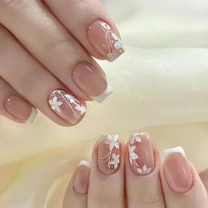 24Pcs Glitter Diamond Press On Nails Blush Pink Cat Eye Fake Nails Sweet Cute Coffin Full Cover Short Square False Nail Tips Art