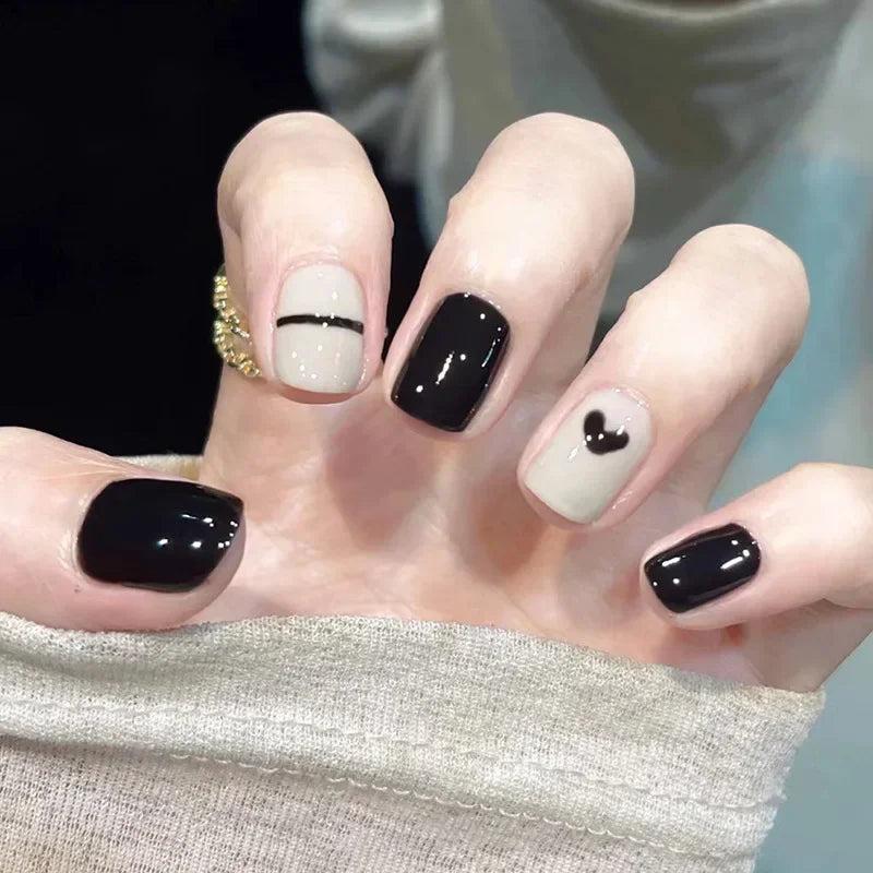 24Pcs Glitter Diamond Press On Nails Blush Pink Cat Eye Fake Nails Sweet Cute Coffin Full Cover Short Square False Nail Tips Art