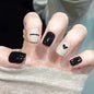 24Pcs Glitter Diamond Press On Nails Blush Pink Cat Eye Fake Nails Sweet Cute Coffin Full Cover Short Square False Nail Tips Art