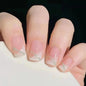 24Pcs Glitter Diamond Press On Nails Blush Pink Cat Eye Fake Nails Sweet Cute Coffin Full Cover Short Square False Nail Tips Art