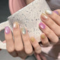 24Pcs Glitter Diamond Press On Nails Blush Pink Cat Eye Fake Nails Sweet Cute Coffin Full Cover Short Square False Nail Tips Art