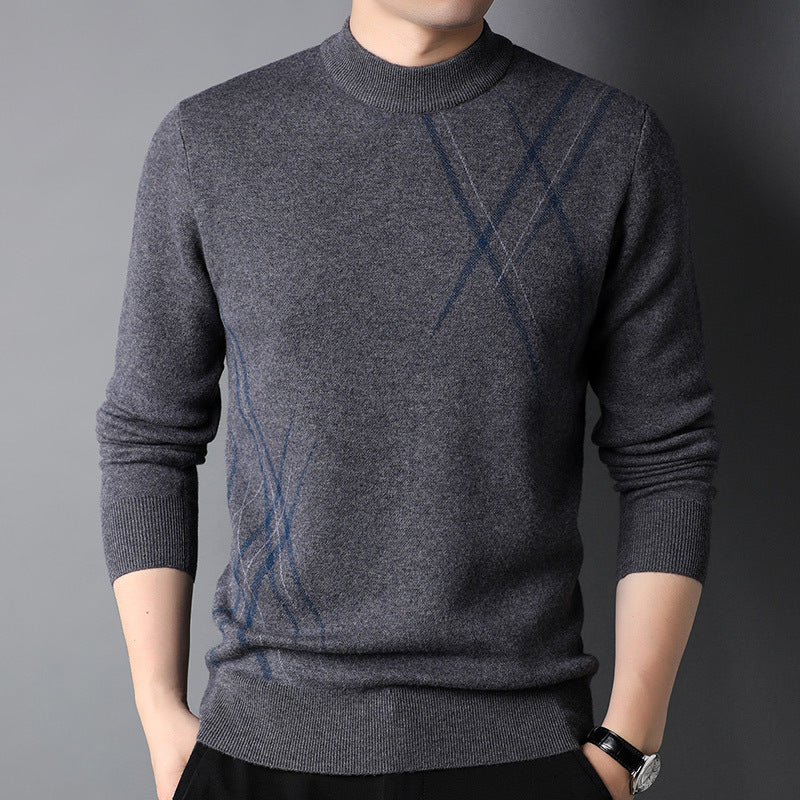 Men’s Slim Fit Striped Crew Neck Sweater | Extra Thick Winter Business Casual Pullover