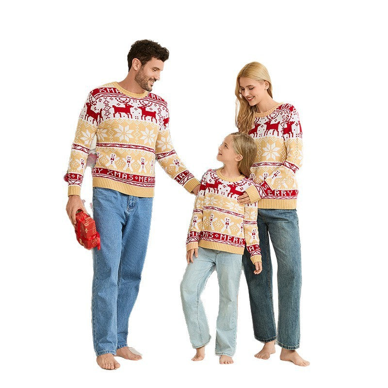 Casual Parent-Child Christmas Knitted Pullover Sweater – Matching Family Holiday Outfit