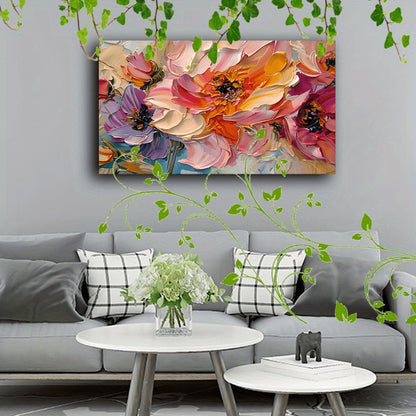 Vibrant Floral Canvas – Framed Abstract Flower Wall Art for Home & Office Decor