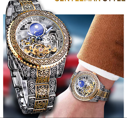 Forsining Skeleton Carved Tourbillon Mechanical Watches Luxury Men's Wristwatch - GM Traders